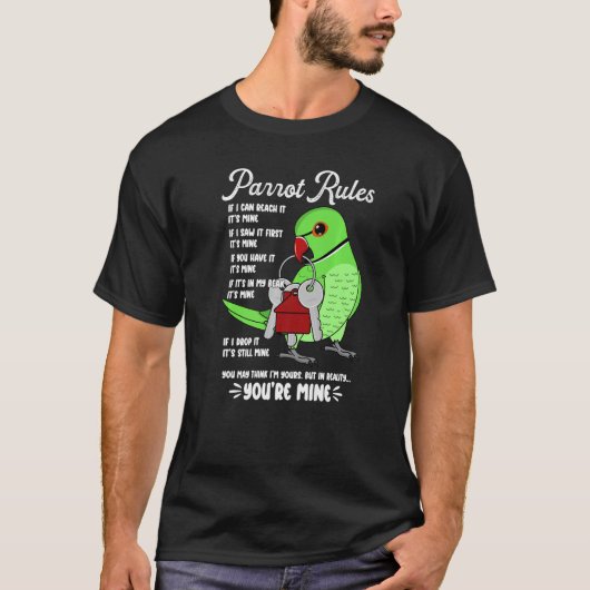 Parrot House Rules It's Mine I Greenインディアンリングイン Tシャツ (正面)