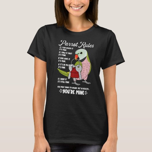 Parrot House Rules It's Mine I Mustache Paraket Tシャツ (正面)