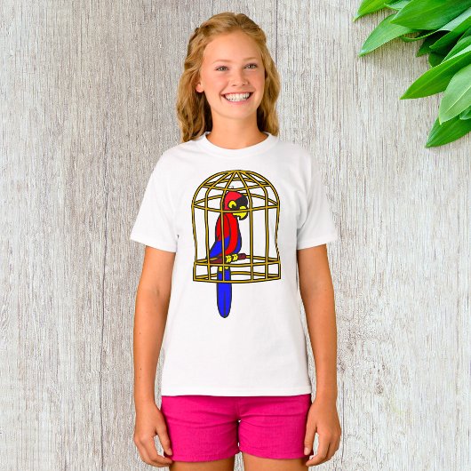 Parrot In A Cage Girls T-Shirt Tシャツ