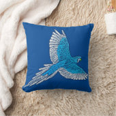 Parrot in Flight、コバルトブルーとホワイト クッション (ブランケット)
