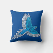 Parrot in Flight、コバルトブルーとホワイト クッション (裏面)