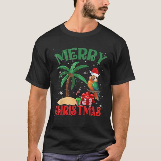 Parrot Lovers Men Women Christmas Tree Lights Beac Tシャツ (正面)