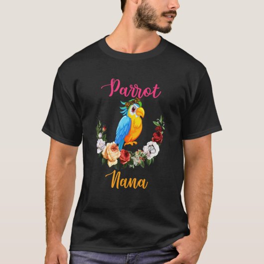 Parrot Nana Floral Parrot Bow Tie Lover Mother's D Tシャツ (正面)