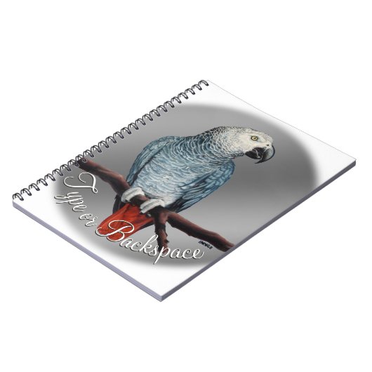 Parrot Notebook Personalize African Gray Sketchpad ノートブック (左側)