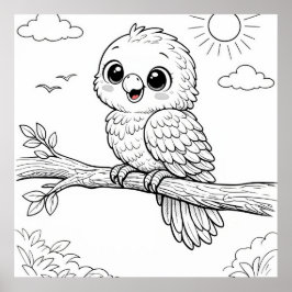 Parrot Nursery Kids Coloring Page  ポスター