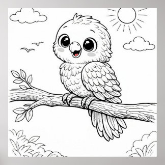 Parrot Nursery Kids Coloring Page  ポスター