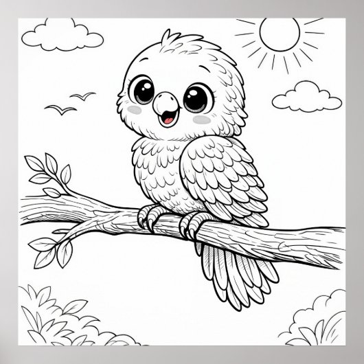 Parrot Nursery Kids Coloring Page  ポスター (正面)