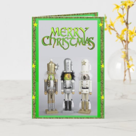 Parrot Nutcracker Christmas Card カード (黄色い花)