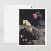 Parrot on the Branch, Flowering バラブッシュ寂聴 ポストカード (正面/裏面)