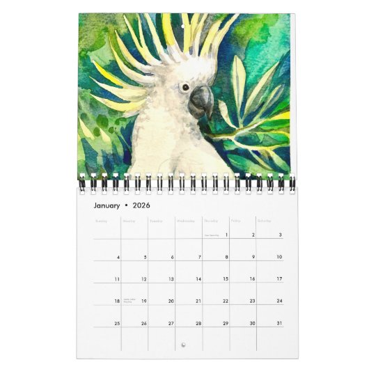 Parrot paintings Calendar カレンダー (1月 2026)