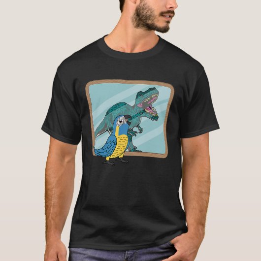 Parrot & Reflection Iブルーのスロートマカオ Tシャツ (正面)