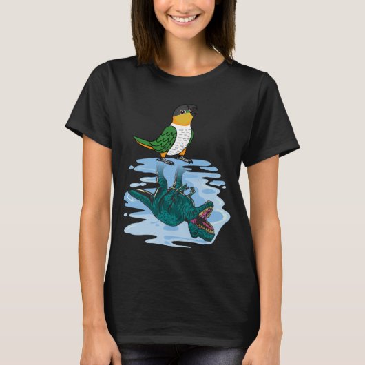Parrot & Reflection I黒い頭を持つCaique Tシャツ (正面)