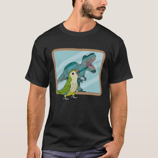Parrot & Rex Reflection I Green Monk Parakeet Quak Tシャツ (正面)