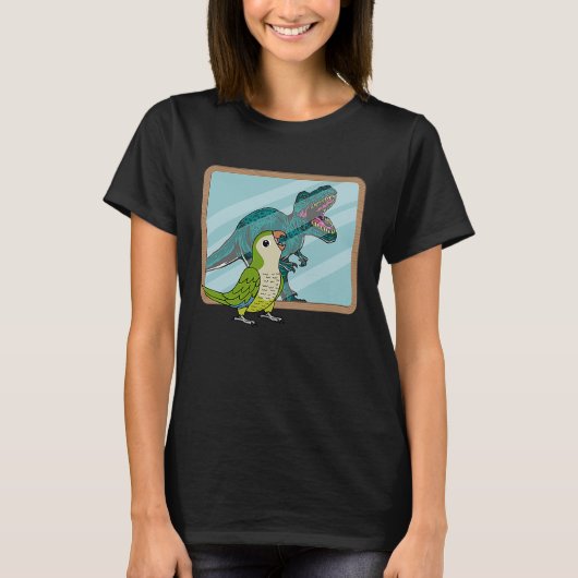Parrot & Rex Reflection I Green Monk Parakeet Quak Tシャツ (正面)