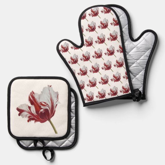 Parrot Tulip long 鍋つかみ&鍋敷きセット (正面/裏面)