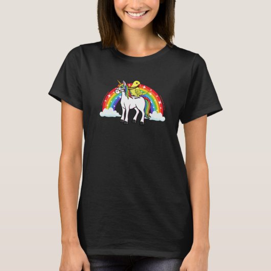 Parrot Unicorn Rainbow I Yellow Indian Ringneck Pr Tシャツ (正面)