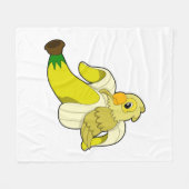 Parrot with Banana フリースブランケット (正面(横))