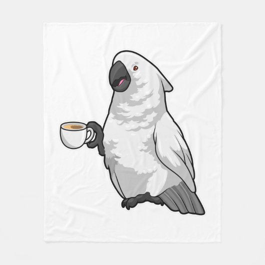 Parrot with Cup of Coffee フリースブランケット (正面)