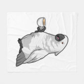 Parrot with Cup of Coffee フリースブランケット (正面(横))