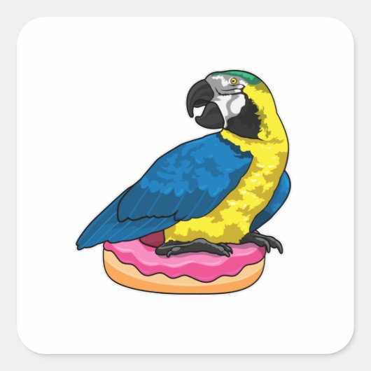 Parrot with Donut スクエアシール (正面)