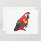 Parrot with Glass of Orange juice ポストカード (正面/裏面)