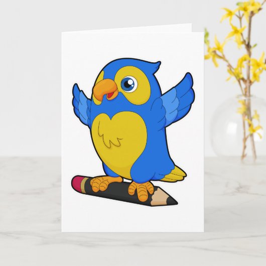 Parrot with Pencil カード (黄色い花)
