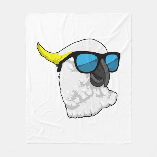 Parrot with Sunglasses フリースブランケット (正面)