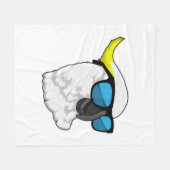 Parrot with Sunglasses フリースブランケット (正面(横))