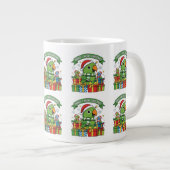 Parrot-y Merry Christmas – Cute Festive Parrot Hol ジャンボコーヒーマグカップ (正面右)