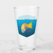 Parrotfish -デザイングラデーション青の背景 | タンブラーグラス (裏面)