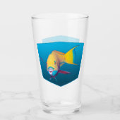 Parrotfish -デザイングラデーション青の背景 | タンブラーグラス (正面)
