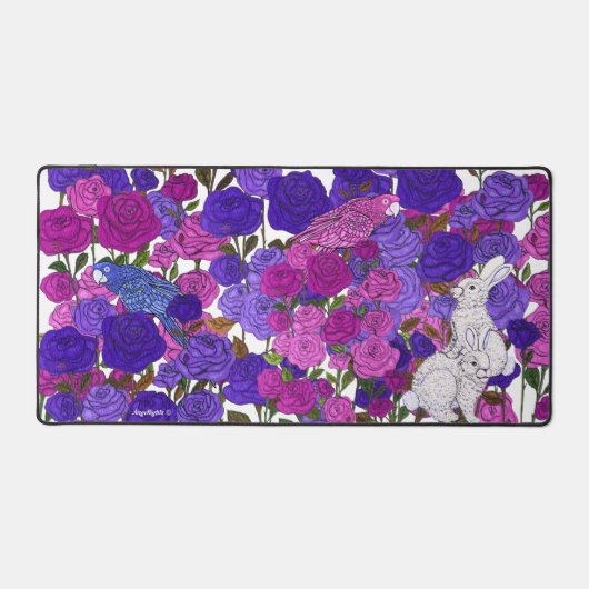 Parrots Love Roses デスクマット (正面)