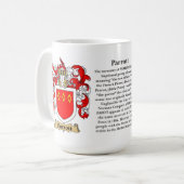 Parrott家族の紋章付き外衣 コーヒーマグカップ (正面左)