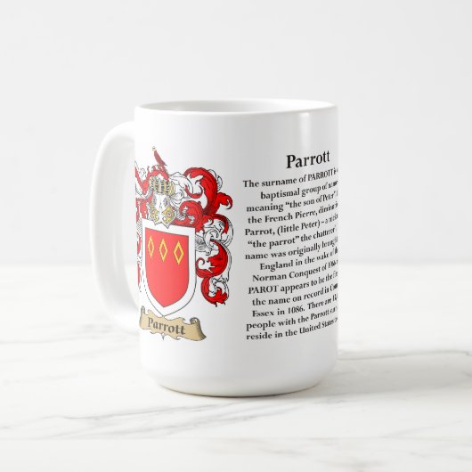 Parrott家族の紋章付き外衣 コーヒーマグカップ (正面左)