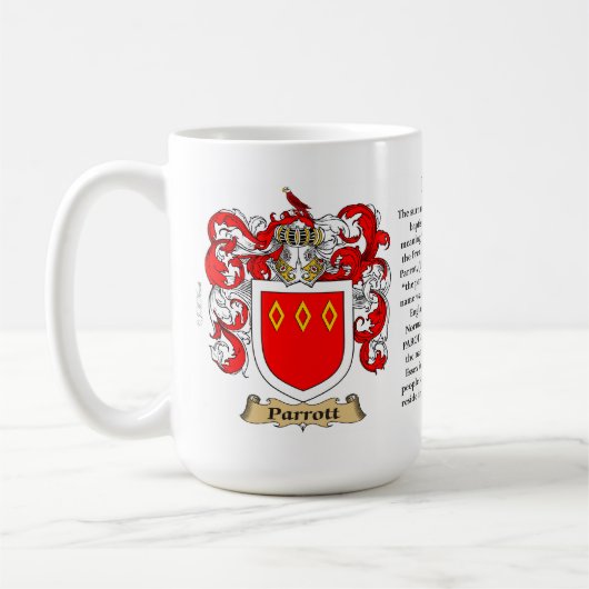 Parrott家族の紋章付き外衣 コーヒーマグカップ (左)