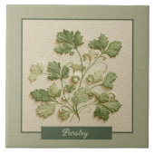 Parsley Herb Kitchen Green Faux Relief タイル (正面)