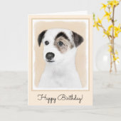 Parson Jack Russell Terrier 絵画's - Dog Art カード (黄色い花)