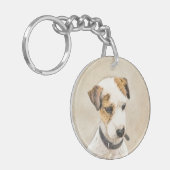 Parson Jack Russell Terrier 絵画's - Dog Art キーホルダー (正面左)