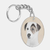 Parson Jack Russell Terrier 絵画's - Dog Art キーホルダー (正面左)