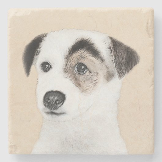 Parson Jack Russell Terrier 絵画's - Dog Art ストーンコースター (正面)