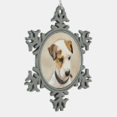 Parson Jack Russell Terrier 絵画's - Dog Art スノーフレークピューターオーナメント (左)