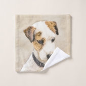 Parson Jack Russell Terrier 絵画's - Dog Art バスタオルセット (ウォッシュタオル)