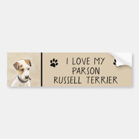Parson Jack Russell Terrier 絵画's - Dog Art バンパーステッカー (正面)