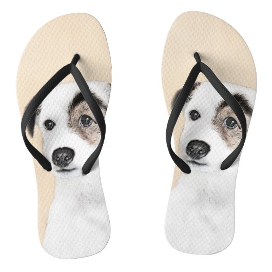 Parson Jack Russell Terrier 絵画's - Dog Art ビーチサンダル (ソール)