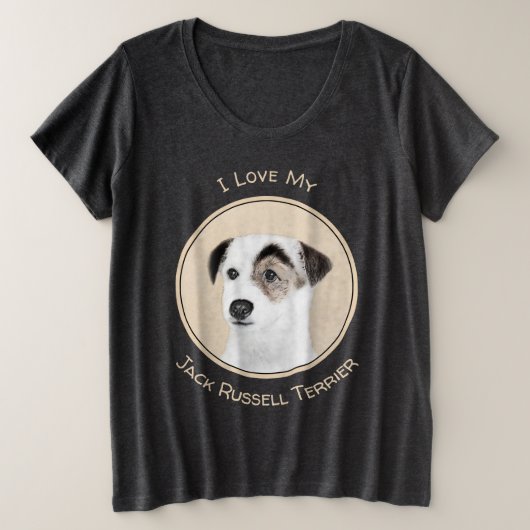 Parson Jack Russell Terrier 絵画's - Dog Art プラスサイズTシャツ (デザイン正面)