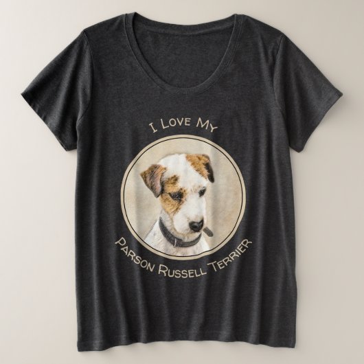 Parson Jack Russell Terrier 絵画's - Dog Art プラスサイズTシャツ (デザイン正面)