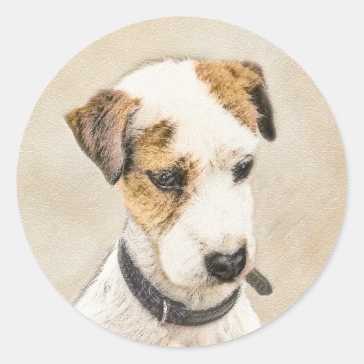 Parson Jack Russell Terrier 絵画's - Dog Art ラウンドシール (正面)