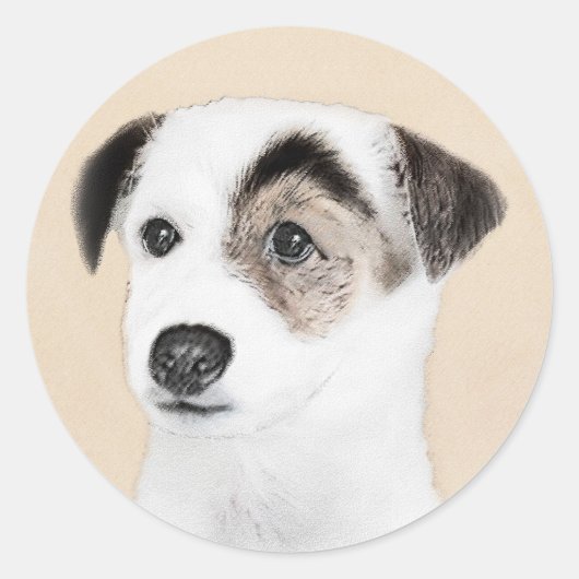 Parson Jack Russell Terrier 絵画's - Dog Art ラウンドシール (正面)