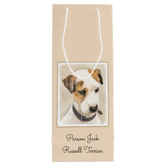 Parson Jack Russell Terrier 絵画's - Dog Art ワインギフトバッグ (裏面)