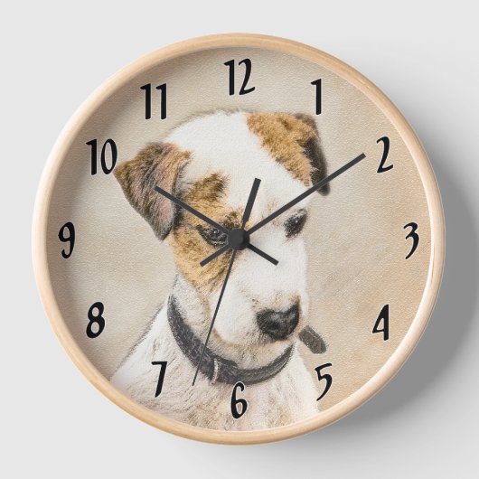 Parson Jack Russell Terrier 絵画's - Dog Art 壁時計 (正面)